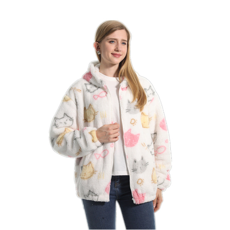Women's Fleece-Lined Thick Hooded Jacket