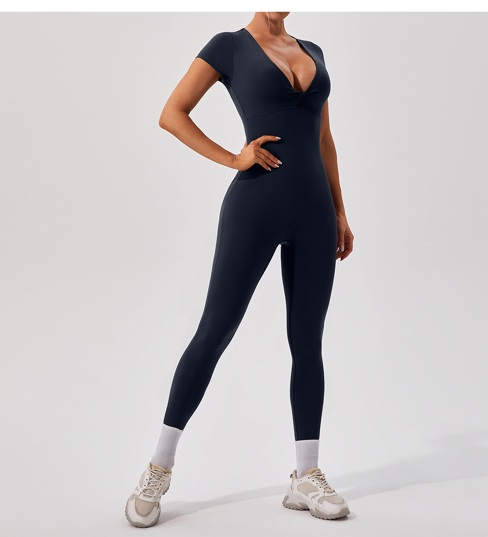 Nude-Feel Short Sleeve Yoga Jumpsuit