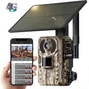 4G LTE Cellular Trail Camera With 4K Live View, 3rd Gen Cellular Trail Cameras With Live View, Solar Game Cameras, Mobile Application Access&Playback, Motion Activated&0.2s Trigger Time, Night Visi...
