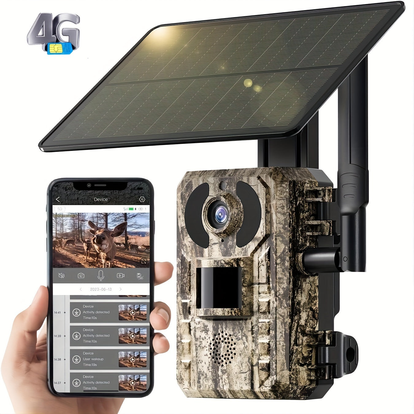 4G LTE Cellular Trail Camera With 4K Live View, 3rd Gen Cellular Trail Cameras With Live View, Solar Game Cameras, Mobile Application Access&Playback, Motion Activated&0.2s Trigger Time, Night...