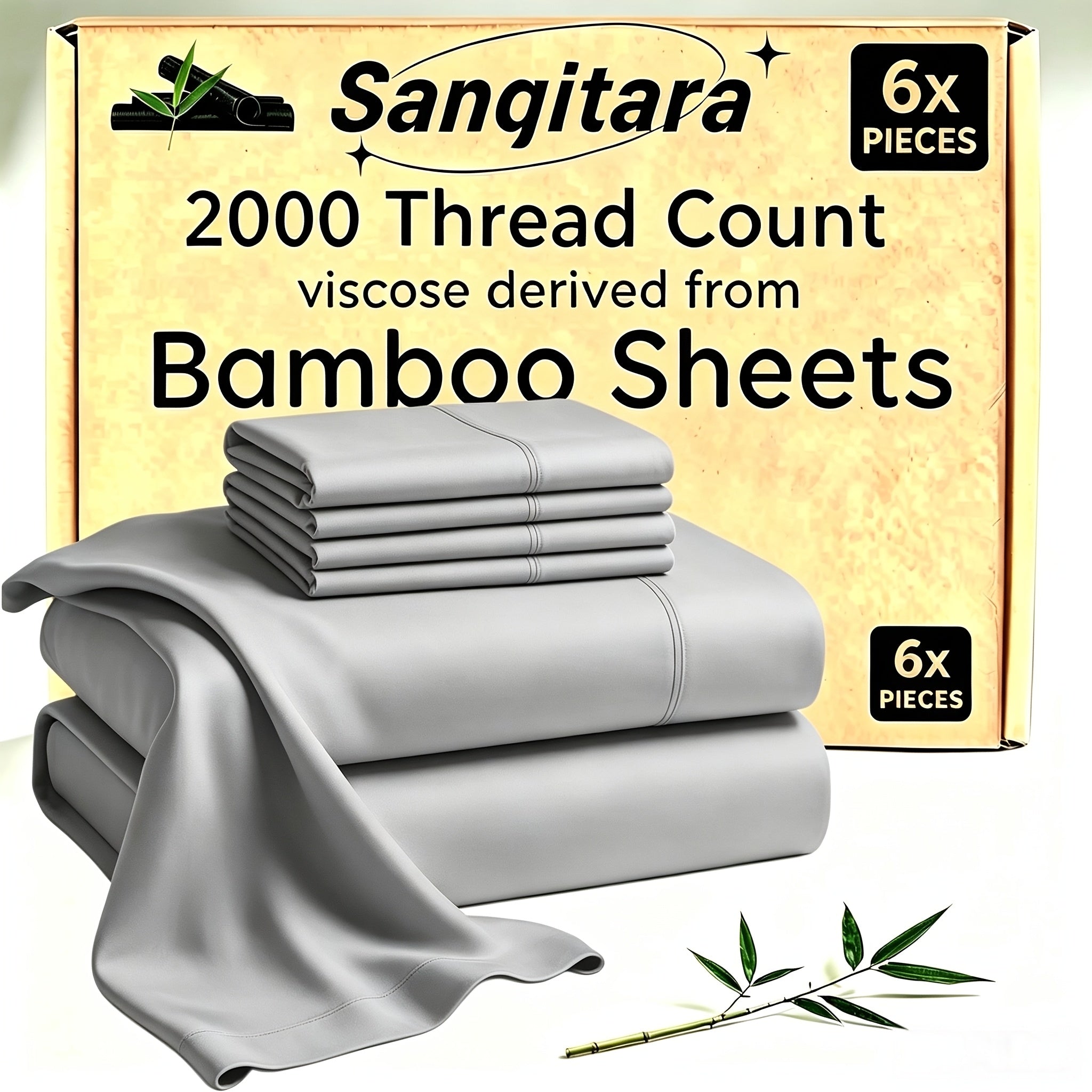 Bamboo Blend Cooling Bed Sheet Set for King Size Bed