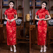 Chinese-style Stand-up Collar Diagonal Placket Short-sleeve Womens Vintage