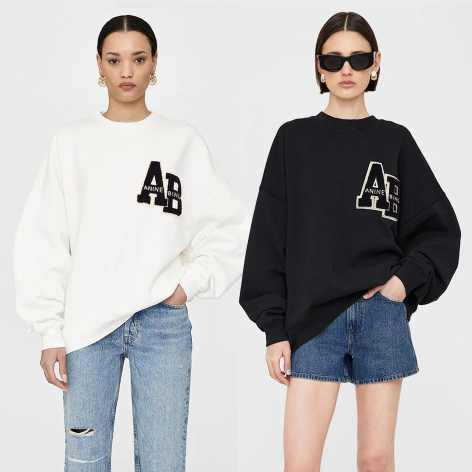 Cozy Hand-Embroidered Velvet Loose Casual Fall Sweater
