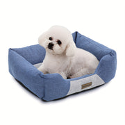 Cozy Linen-Like Pet Bed For Small Dogs & Cats - Machine Washable, Soft Rectangular Dog Mat 20"X17"X6.5, Monibloom