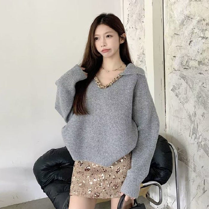 Women's New Retro Loose Slim-fit Knitted Sweater