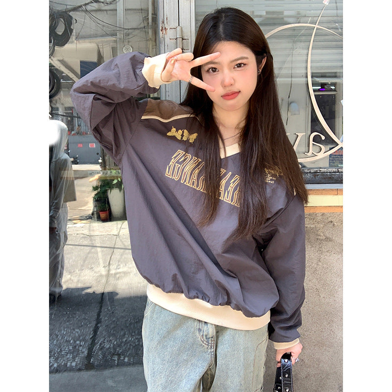 Women's American Print V-Neck Loose Casual Top