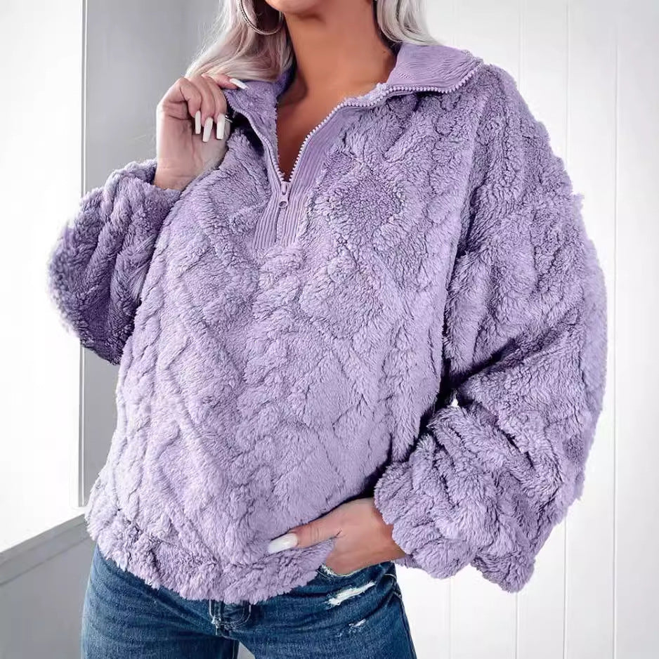 Cozy Half-Zip Fleece Sweatshirt for Women