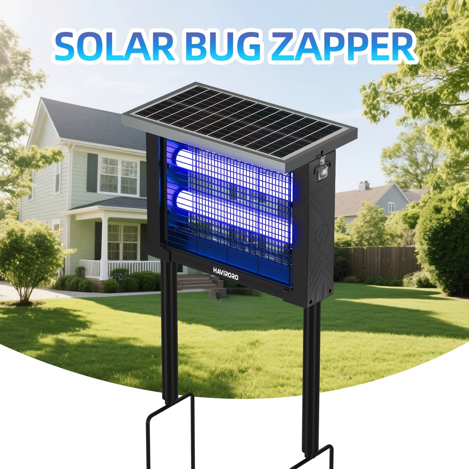 Solar-Powered Portable Insect Killer with 4500V Electric Shock and Panel Sensor