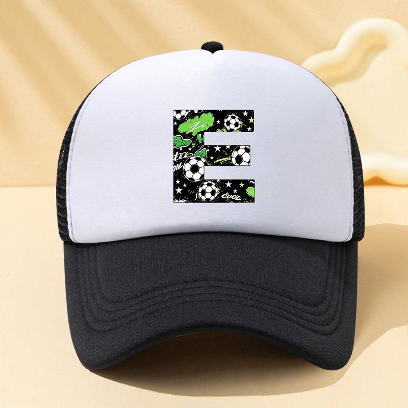 Mesh Letter Trucker Cap for Kids in Sports Style with Adjustable Fit