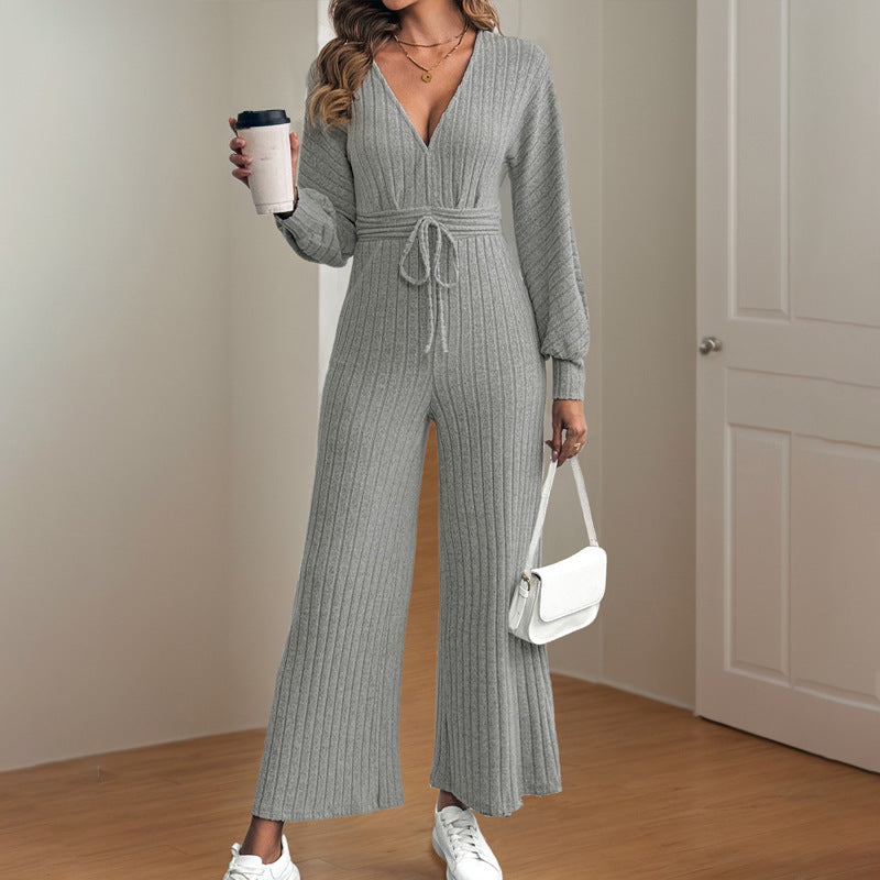 Chic V-Neck Batwing Sleeve Wide Leg Jumpsuit