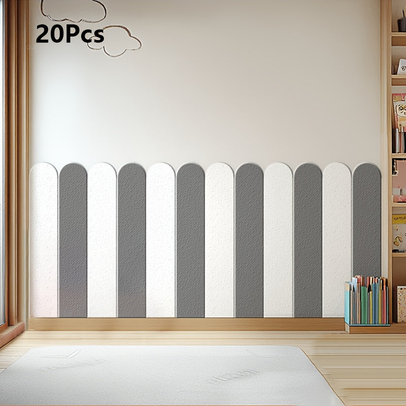 20-Pack Modern Minimalist Vertical Striped & Arch Panel Wall Stickers - Peel-and-Stick Removable Self-Adhesive Vinyl Panels, Blue Beige White Turquoise Horizontal Accent Lines for Living Room…