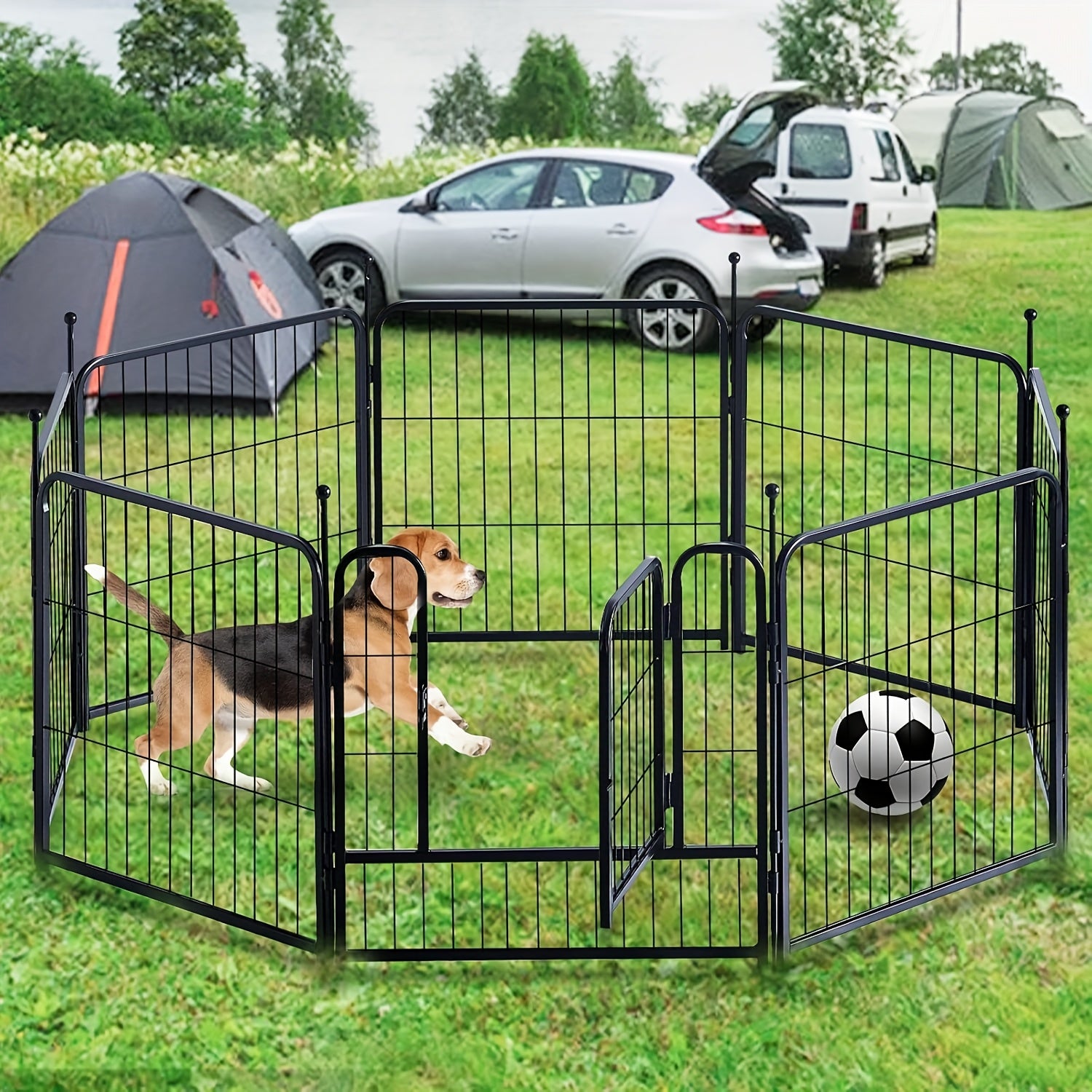 Pet Fence Puppy Exercise Pen For Yard Gate 8 Panel 24" Height Heavy Duty Crates With Doors Metal Dog Pen For Camping, Rv, Outdoor, Small/Medium Pets Heavy Duty Metal Dog Playpen, Portable Exercise...