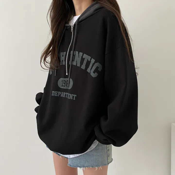 Niche Style Zip-Up Hoodie Sweatshirt