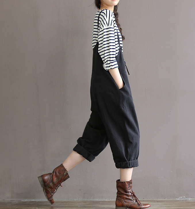 Vintage Cotton High-Waist Bib Pants & Overalls