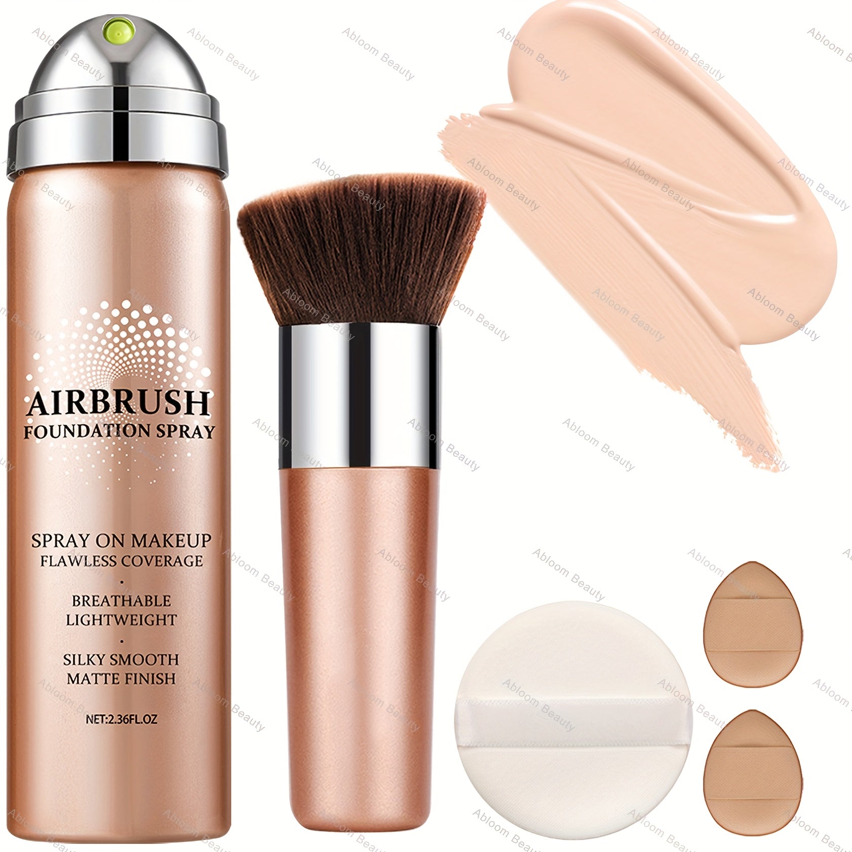 Flawless AirBrush Foundation - High Coverage, Smooth Creamy Matte Spray, Natural Nude Finish, Light Beige for Mature Skin