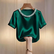 Elegant Beaded Crew‑Neck Tee – Soft, Stylish Fit for Everyday Streetwear