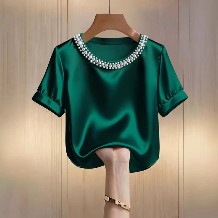 Elegant Beaded Crew‑Neck Tee – Soft, Stylish Fit for Everyday Streetwear