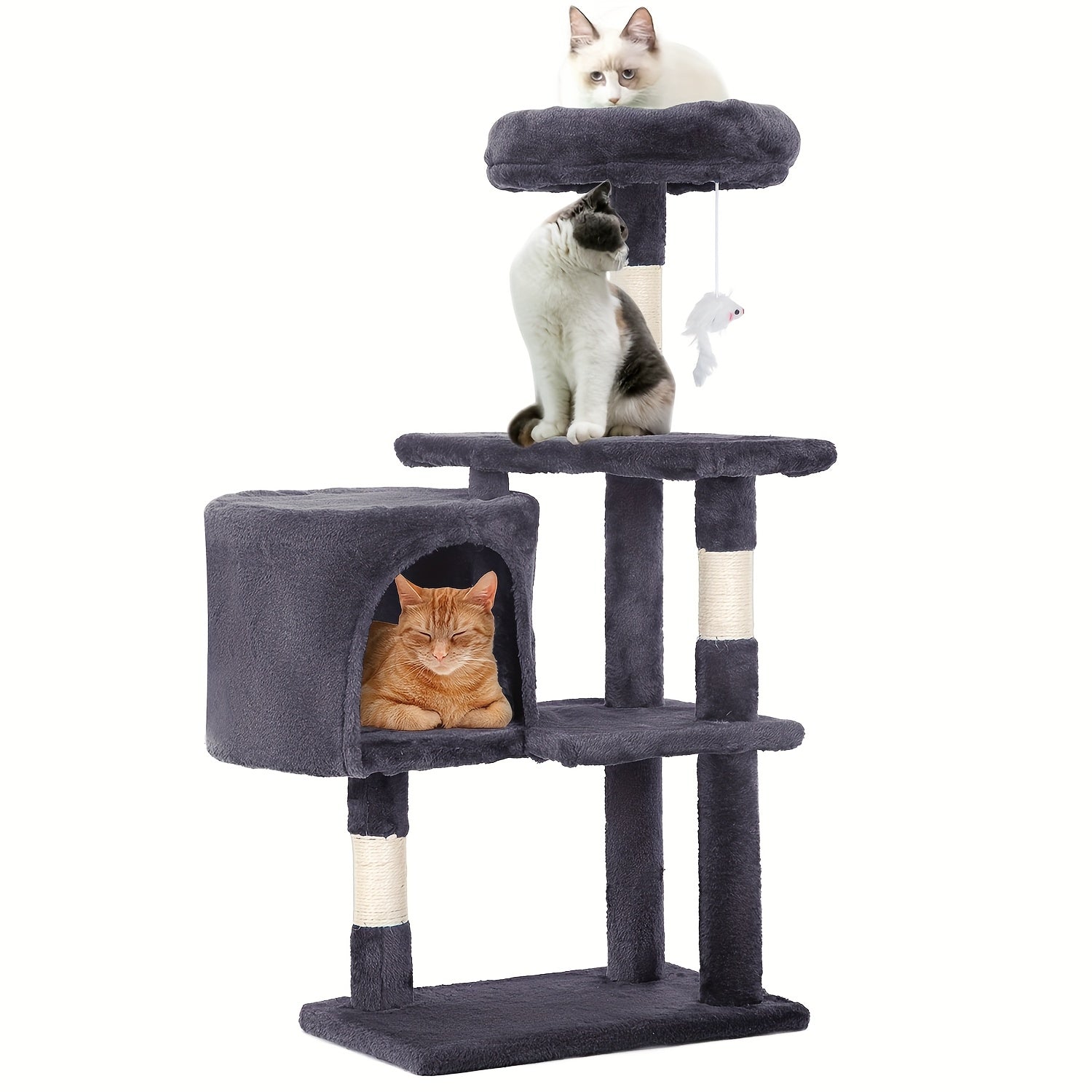 54/70" Multi-Level Cat Tree Tower with Scratching Posts & Cozy Condos, Space-Saving Indoor Cat Playhouse, Durable Plywood Construction, Fun Jumping Platforms, Multiple Colors