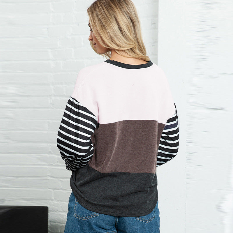 Women's Colorblock Striped Long Sleeve Knit Pullover