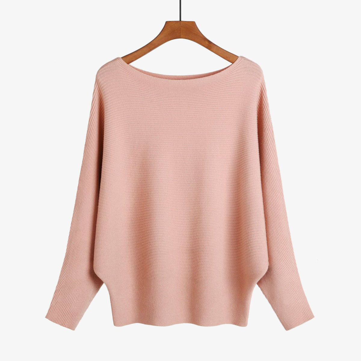 Halter-neck Batwing-knit Highly Elastic Laid-back Pullover Top