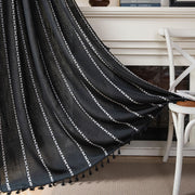 Bedroom Rod Set Pocket Black and White Jacquard Living Room Curtain