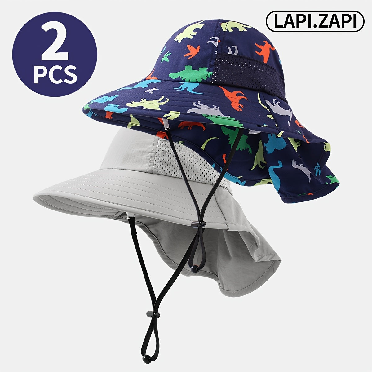 Toddler Flap Bucket Hat Set with Wide Brim and Neck Cover