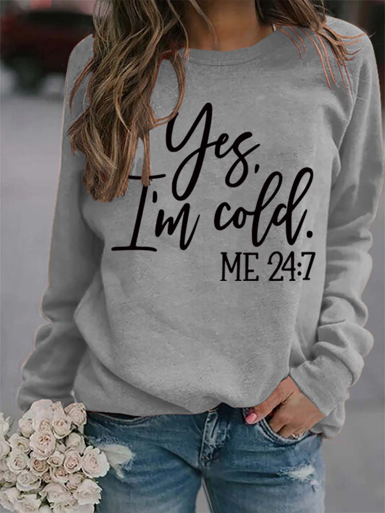 Cozy Letter Print Round Neck Casual Sweatshirt