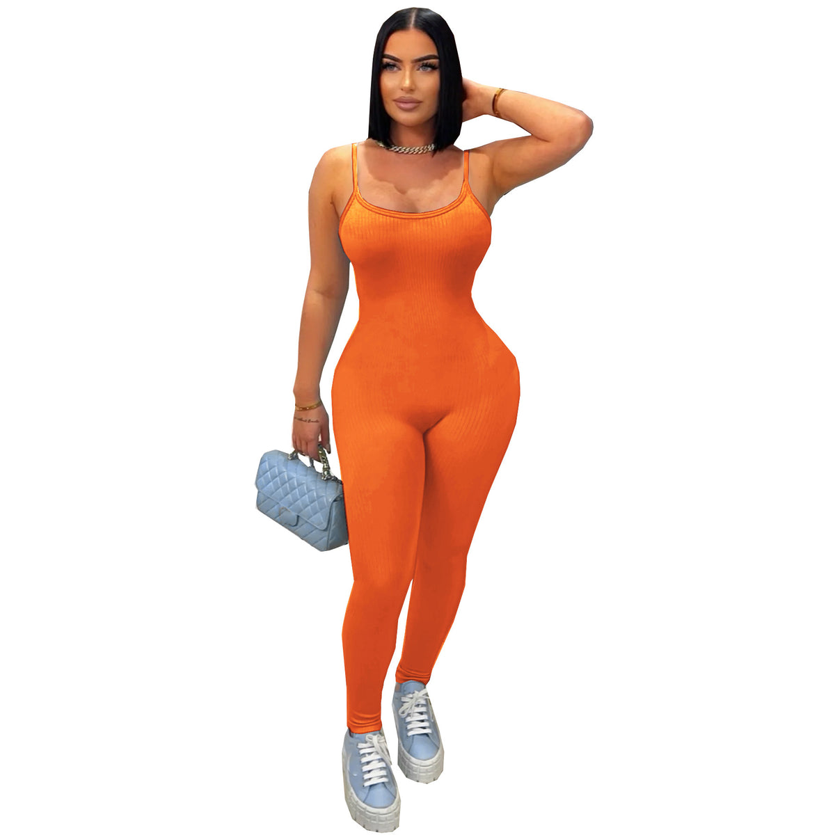 Ribbed Backless High-Waist Bodycon Jumpsuit