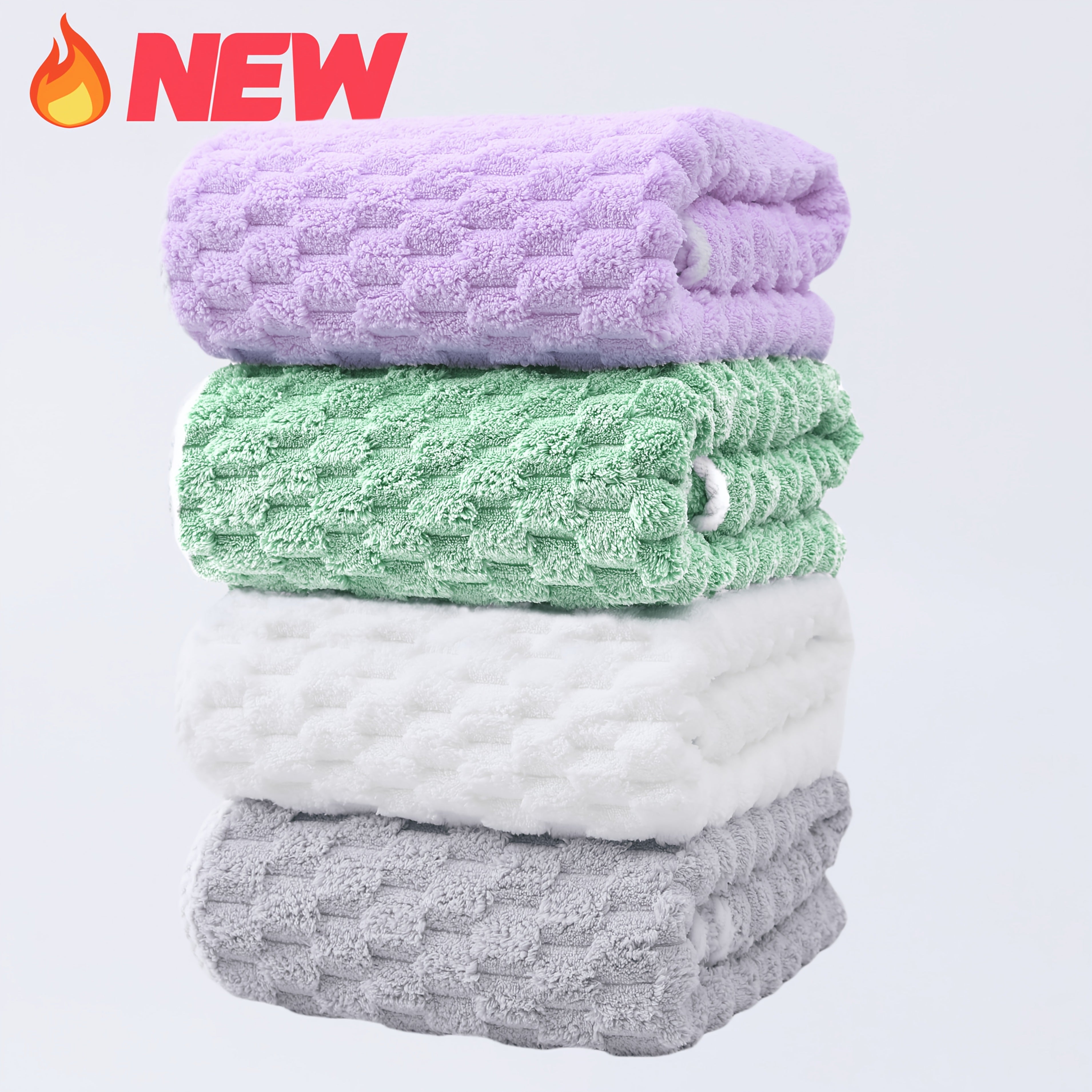 Pack Of 4 Waffled Super Soft Woven Bath Towels