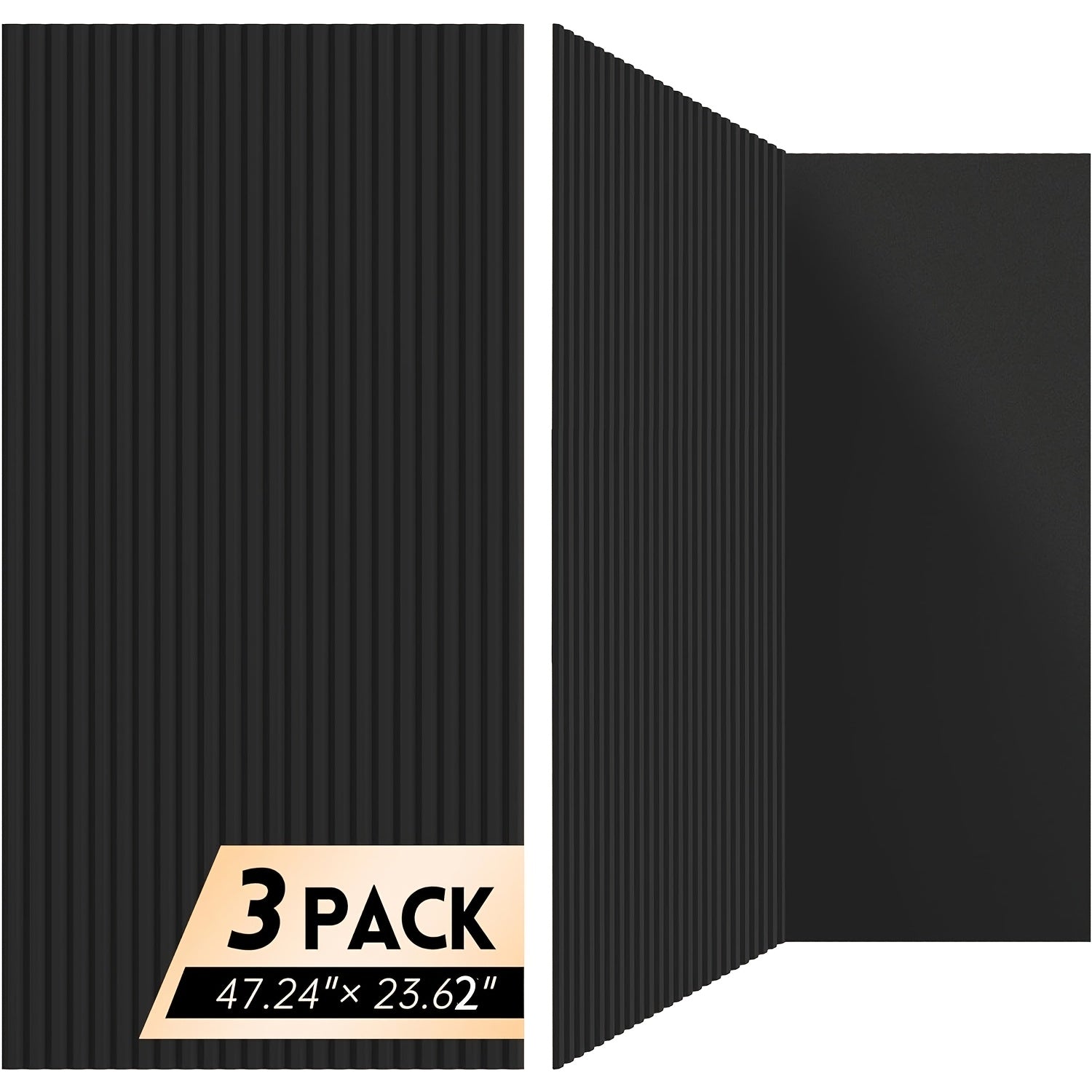 3‑Piece Large Acoustic Foam Wall Panels – 47.25" x 23.65" x 0.35" each – Decorative Sound‑Absorbing Panels for Home Studio or Office