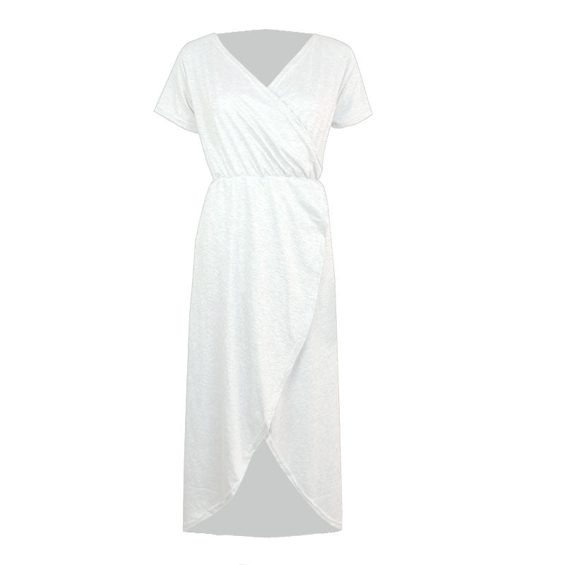 Womens Cross-front Short-sleeve V-neck Slim-fit Elegant