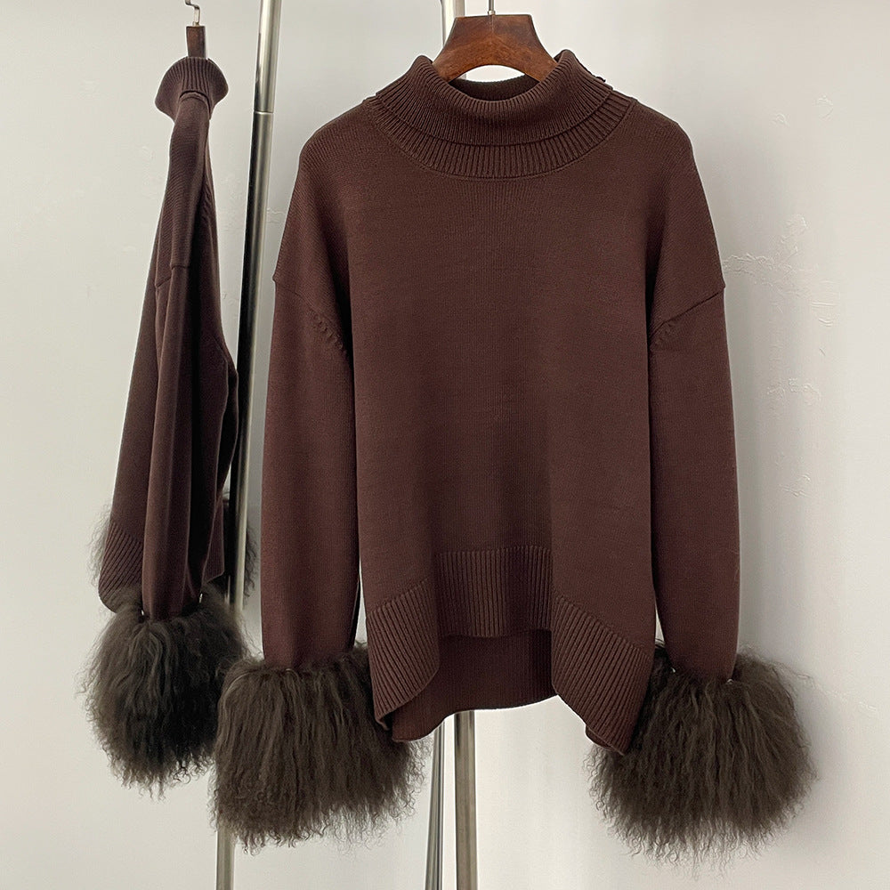 Loose-fitting Turtleneck Pullover Knit Sweater for Women
