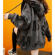 Orange Plus Size Hooded Cardigan with Zipper
