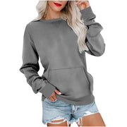 Women's Loose Solid Pullover Sweatshirt with Pocket