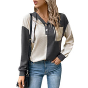 Chic Colorblock Hooded Pullover Sweater for Women