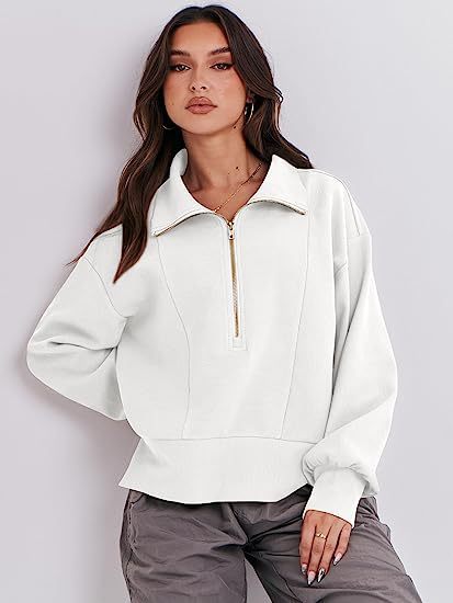 Women's Half-Zip Long Sleeve Pullover Sweater