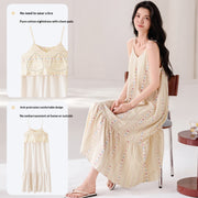 Womens Suspender Nightdress with Chest Pads