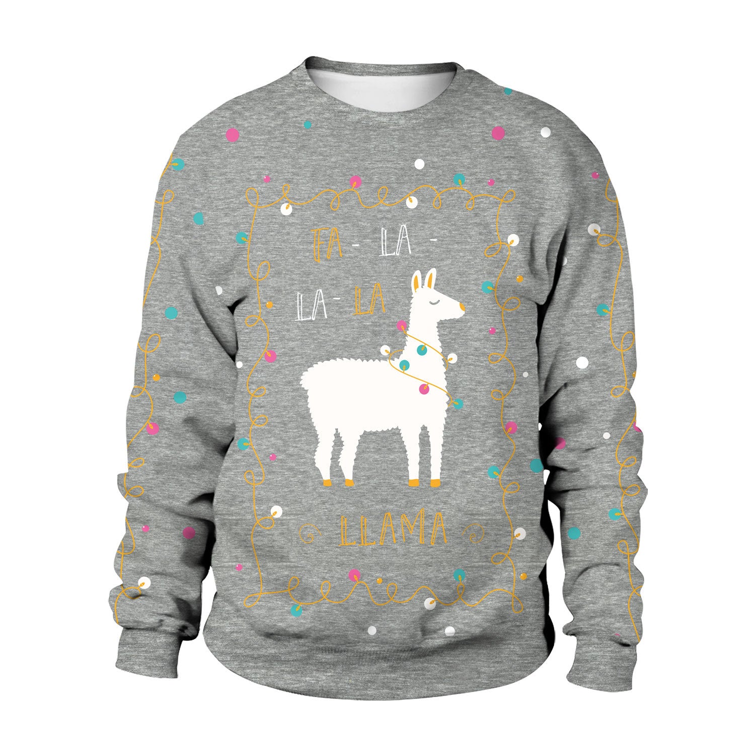 Cute Christmas Alpaca Print Crew Neck Sweatshirt