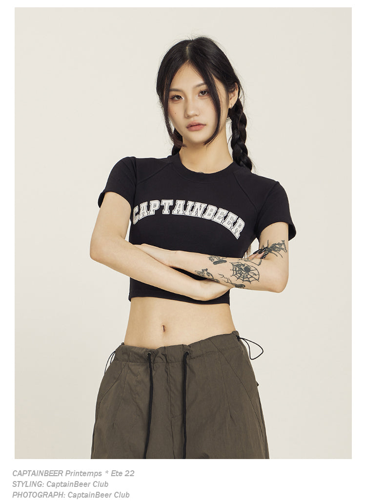 Retro American Crop Top Vintage Short Sleeve Summer Tee