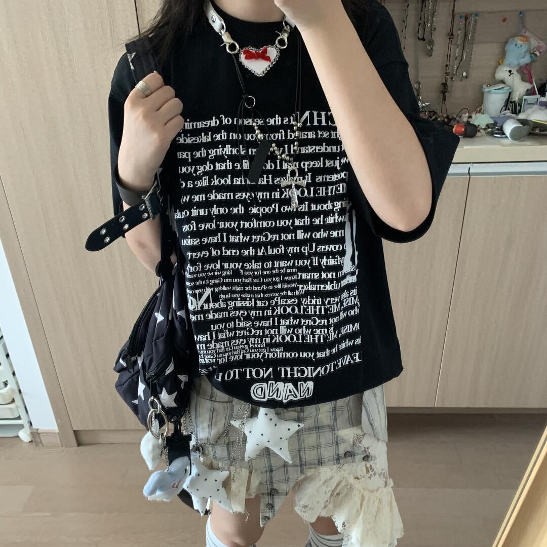 Urban Short-Sleeve T-Shirt – Loose Fit, Classic Letter Print