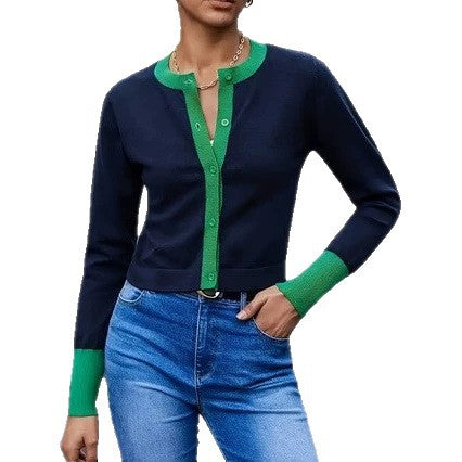 Designer Inspired Niche V Neck Top with Contrasting Colors Soft and Cozy Knitwear for Outerwear