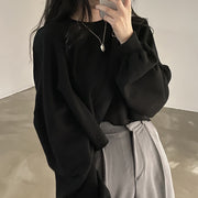 Cozy Cropped Round Neck Women's Pullover Top