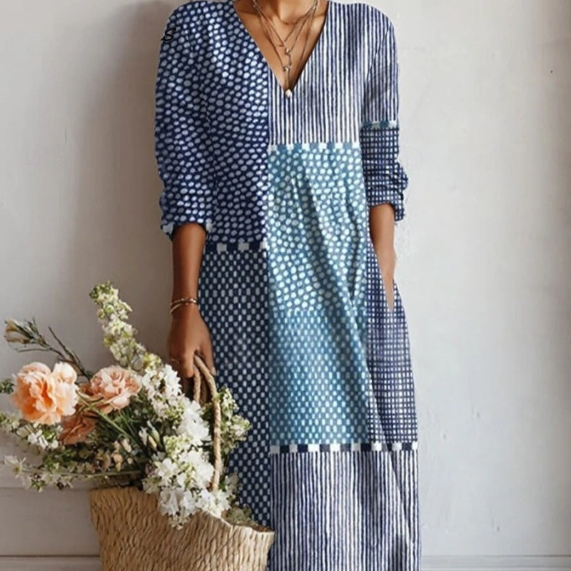 V-neck Trendy Patchwork Women's Dress