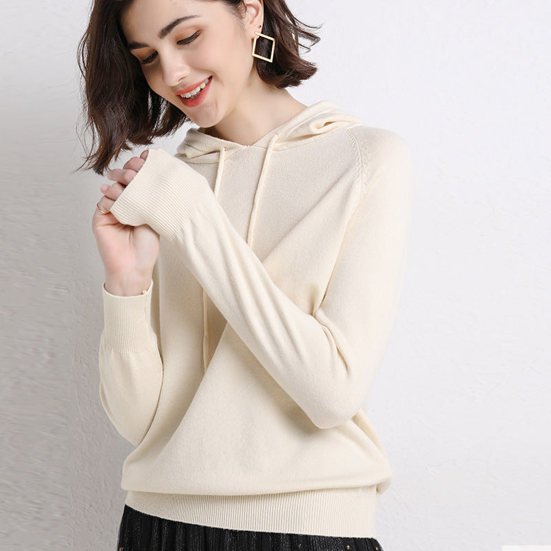 Women's Lightweight Knitted Hooded Sweater