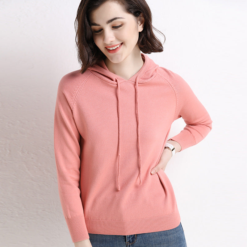 Women's Lightweight Knitted Hooded Sweater
