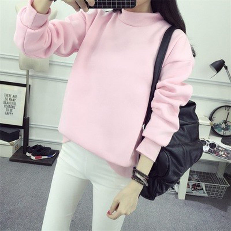 Women's Cozy Plush Pullover Hoodie with Standing Collar