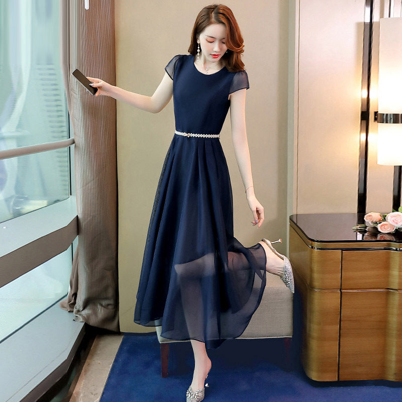 Womens Elegant French-style Chiffon Dress