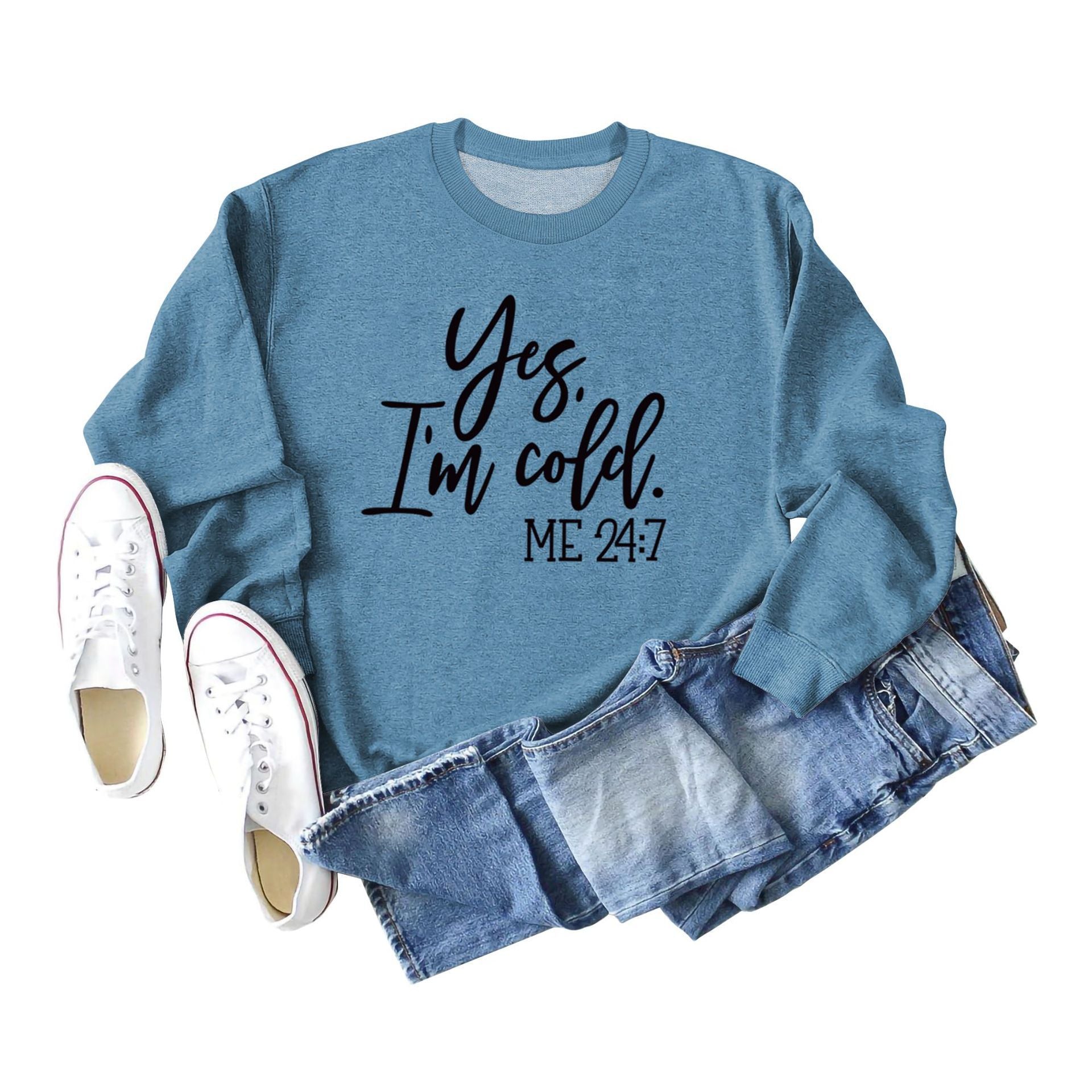 Retro Letter Print Cotton Crew Neck Women's Sweatshirt