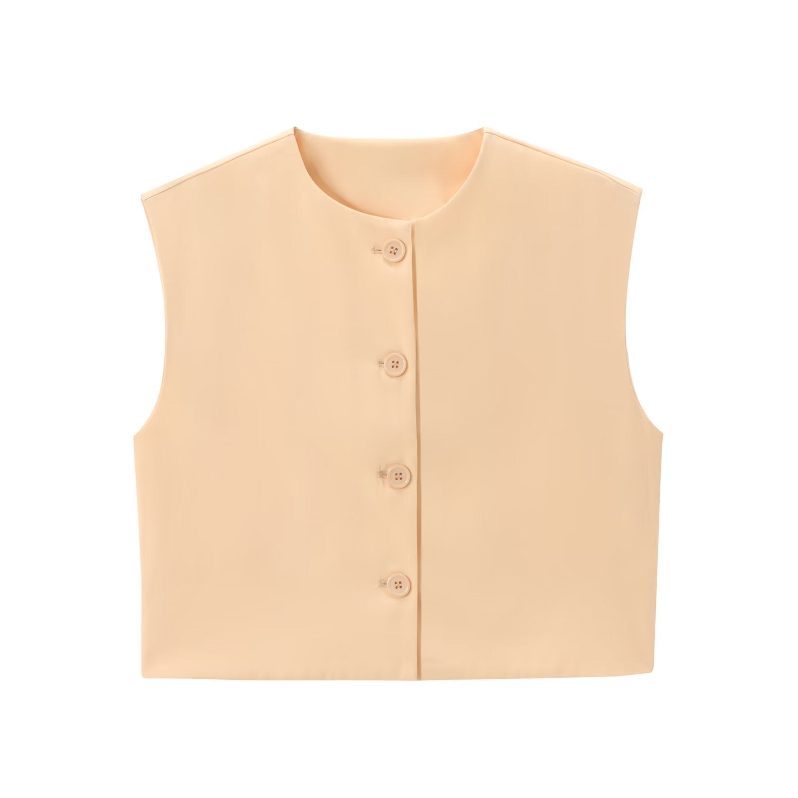 Fashion Solid Color Decorated Row Button Sleeveless Vest Top