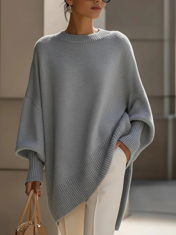 Womens Loose, Effortless-style Crew-neck Knit Sweater